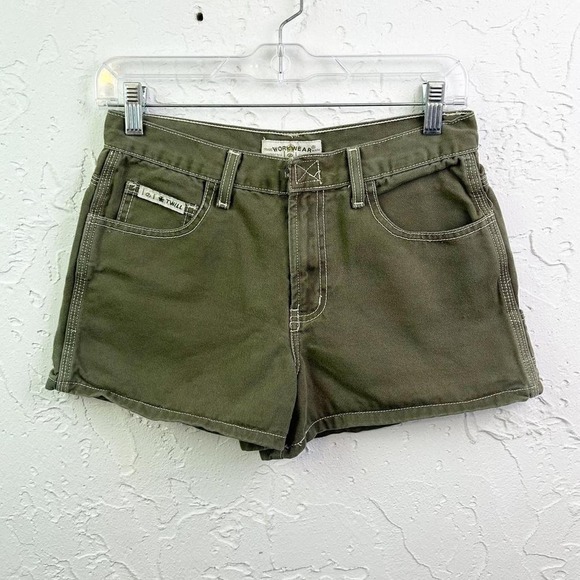 Vintage Pants - Vintage LEI Y2K Low Rise Green Cargo Utility Shorts Size 5
